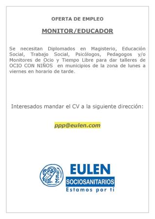 Imagen Oferta de empleo Monitor/Educador.