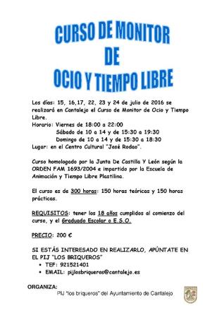 Imagen Curso de Monitor de Ocio y Tiempo Libre en Cantalejo.