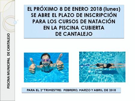 Imagen Plazo de inscripción para los cursos de natación en la Piscina Cubierta de Cantalejo 2018.