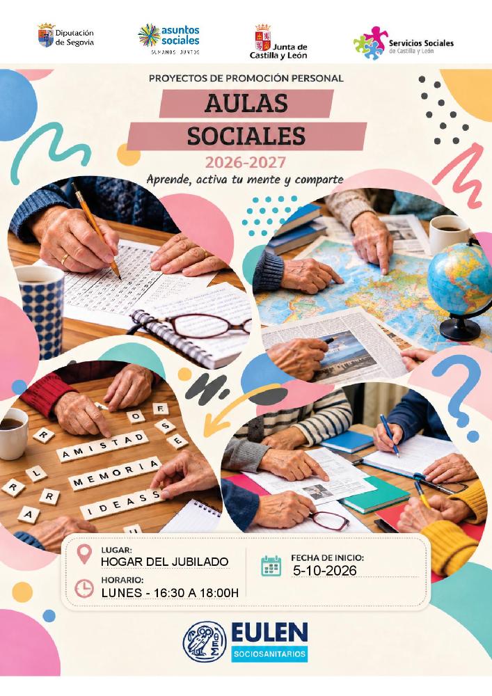 Imagen Inicio de las Aulas Sociales de Diputación 2026/27