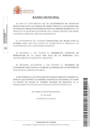 Imagen Bandos Municipales en relación al COVID 19