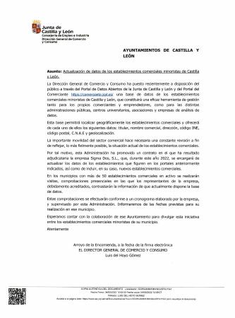 Imagen Actualización de datos de los establecimientos comerciales minoralistas de Castilla y León.