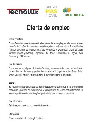 Imagen Oferta de empleo en Cantalejo