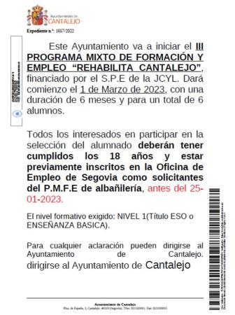 Imagen III Programa Mixto de Formación y Empleo en Cantalejo