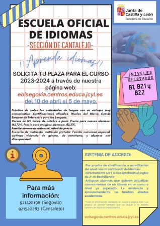 Imagen Escuela Oficial de Idiomas, Cantalejo. Curso 2023-24