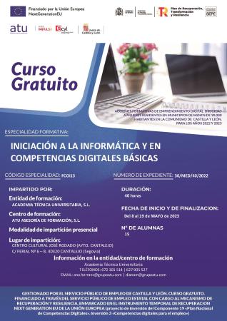 Imagen Curso de iniciación a la Informática y competencias digitales básicas en Cantalejo