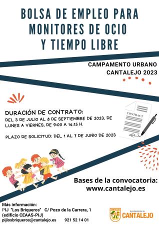 Imagen Bolsa de empleo para monitores campamento urbano 2023