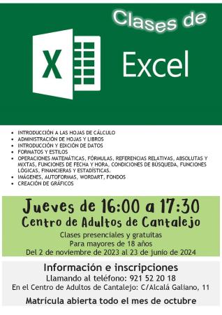 Imagen Clases de Excel en Educación de Adultos Cantalejo