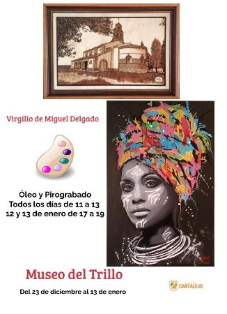 Exposición de Virgilio de Miguel Delgado. Óleo y pirograbado.